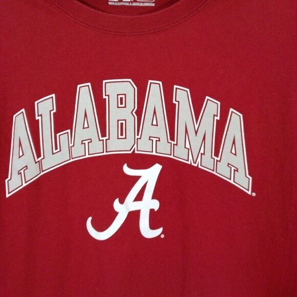 Alabama Crimson Tide Men L T-Shirt Red Logo Short Sleeve Crew Neck Football Tee - Picture 3 of 4